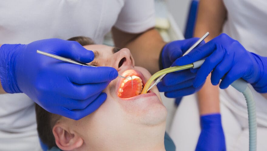 close up dental procedure patien